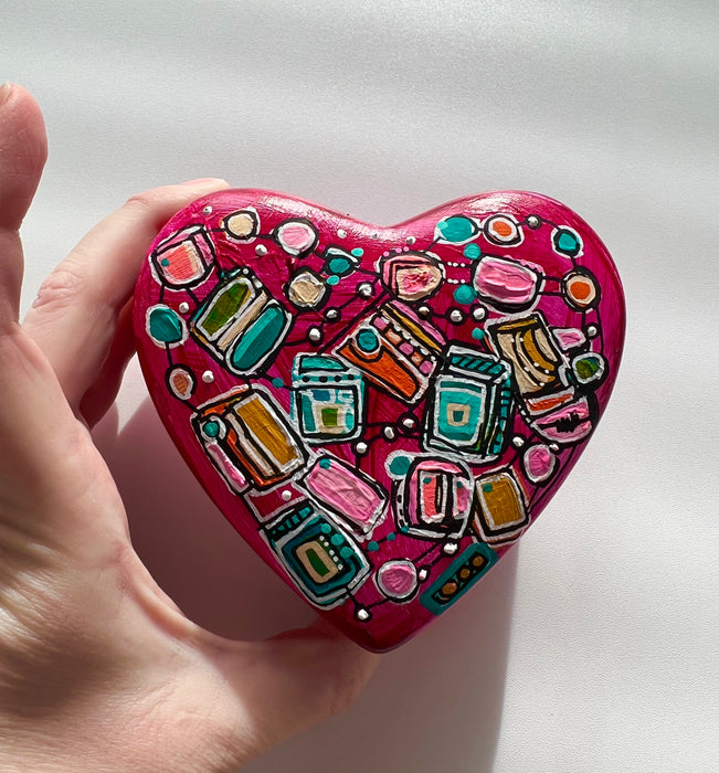 Hand Panted Magenta Heart