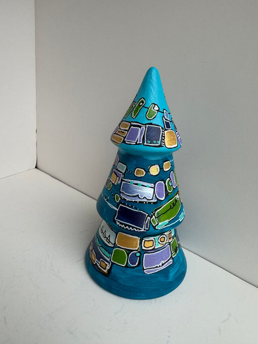 Blue, Green and Gold Hand-Painted Ceramic Tree