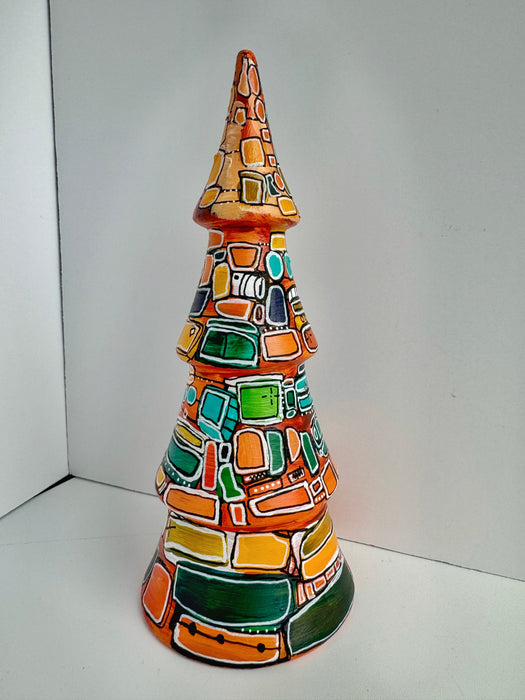 Mid Century Modern Atomic Hand-Painted Ceramic Tree