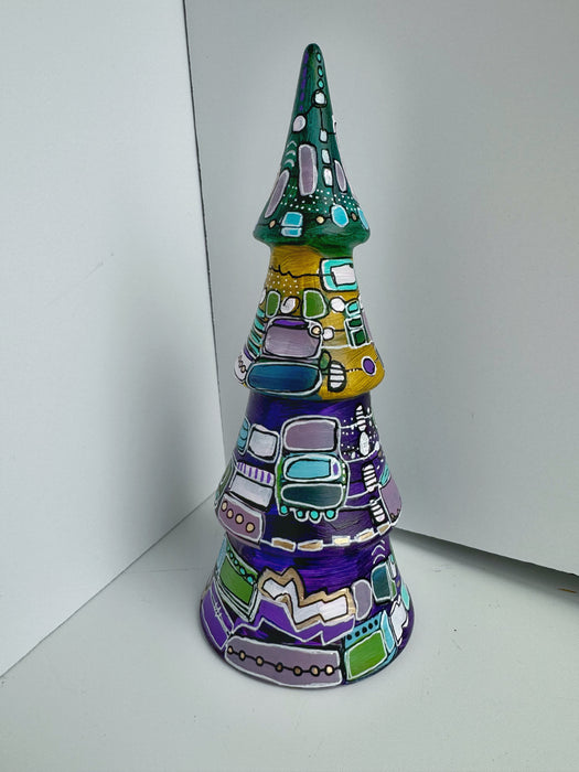 Purple, Green and Gold Hand Painted Ceramic Tree