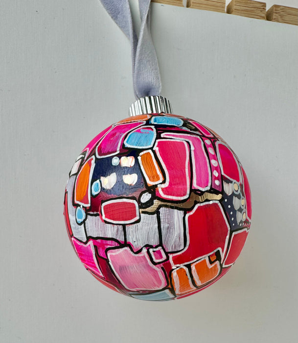 Pink, Periwinkle and Orange Plastic Ornament