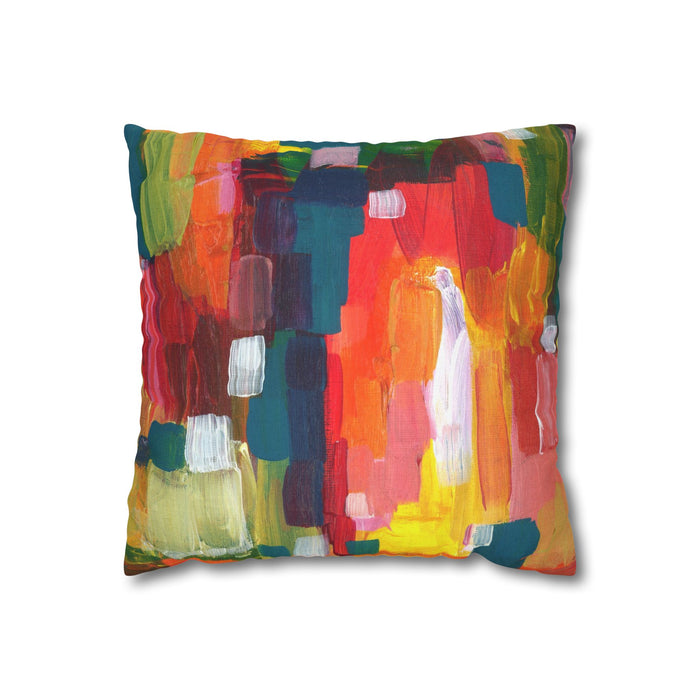 "Over The Rainbow"-Abstract Color Block Pillowcase — Vibrant Modern Decorative Throw Pillow Cover
