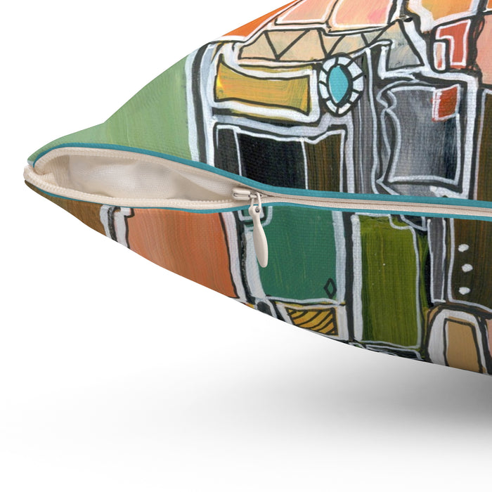 Abstract Orange Geometric  Mid Century Modern Throw Pillow