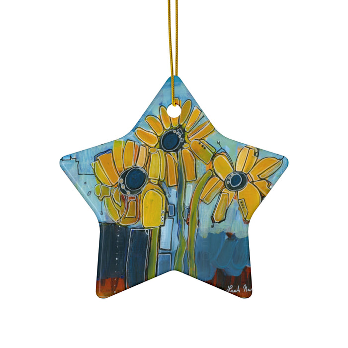 Leah's Sunflowers Ceramic Ornament