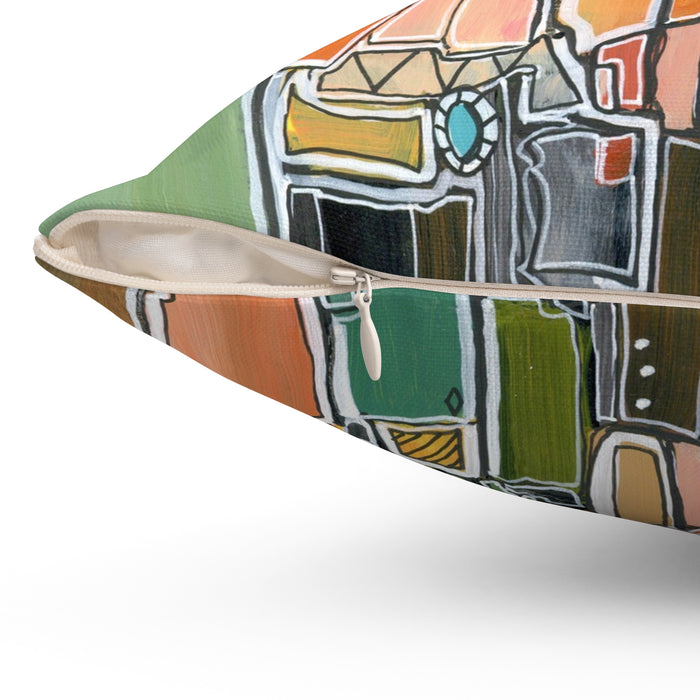 Abstract Orange Geometric  Mid Century Modern Throw Pillow