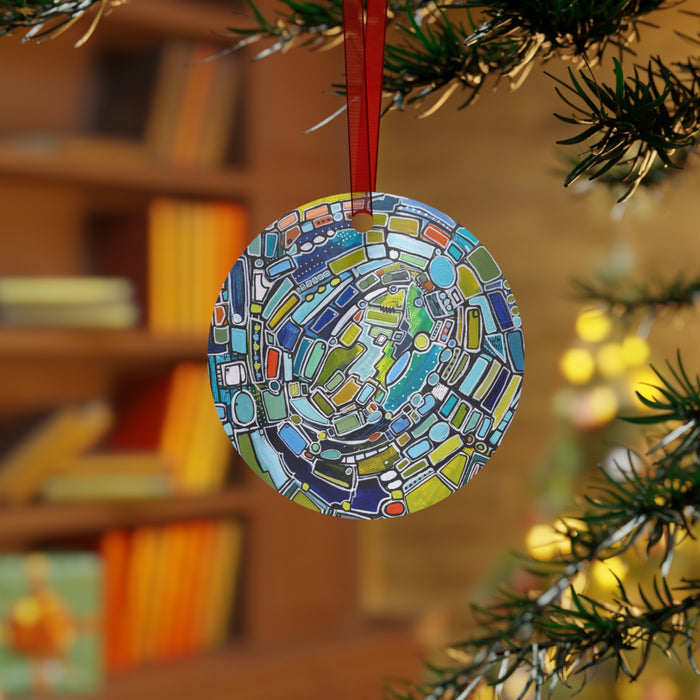 "Green Vortex" Metal Ornament