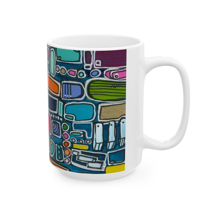 Abstract Color Block Mug — Modern Geometric Ceramic Coffee Cup (11oz/15oz)