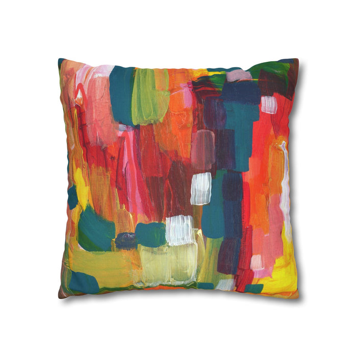 "Over The Rainbow"-Abstract Color Block Pillowcase — Vibrant Modern Decorative Throw Pillow Cover