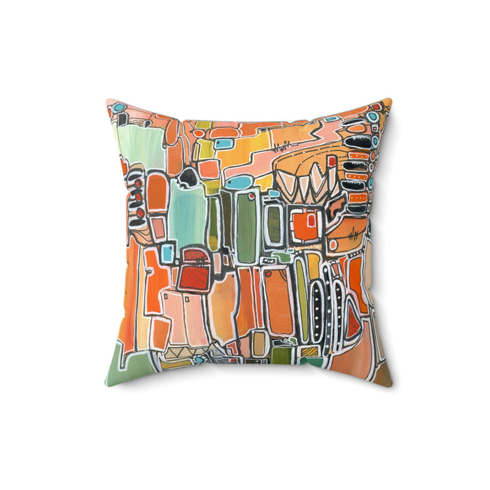 Abstract Orange Geometric  Mid Century Modern Throw Pillow