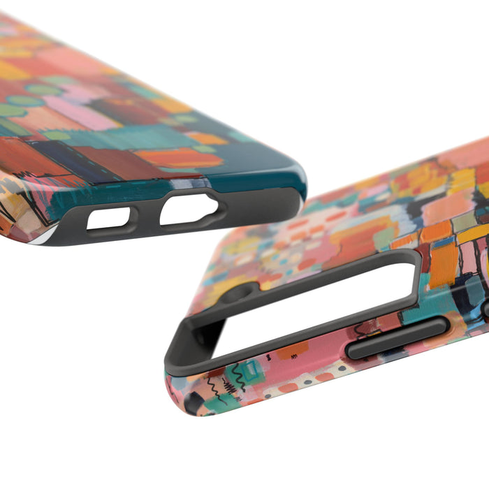Abstract Color Block Tough Phone Case — Vibrant Geometric Art iPhone Cover
