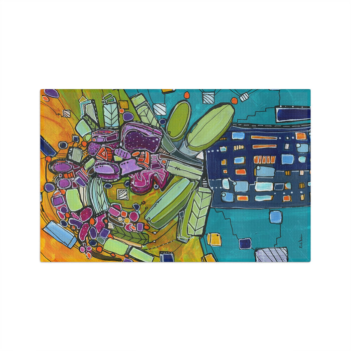 Mid Mod Orchid-Abstract Floral Tea Towel — Colorful Abstract Orchid in Vase