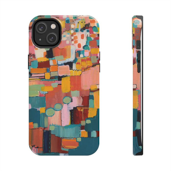 Abstract Color Block Tough Phone Case — Vibrant Geometric Art iPhone Cover