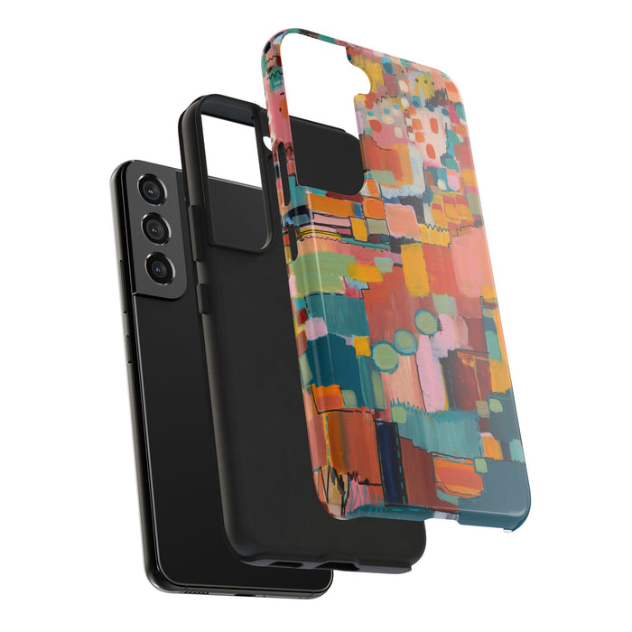 Abstract Color Block Tough Phone Case — Vibrant Geometric Art iPhone Cover