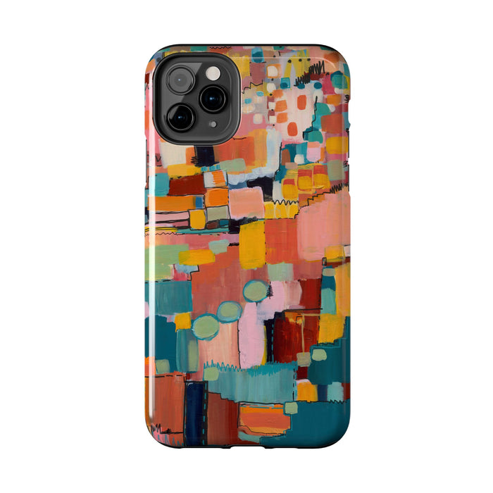 Abstract Color Block Tough Phone Case — Vibrant Geometric Art iPhone Cover
