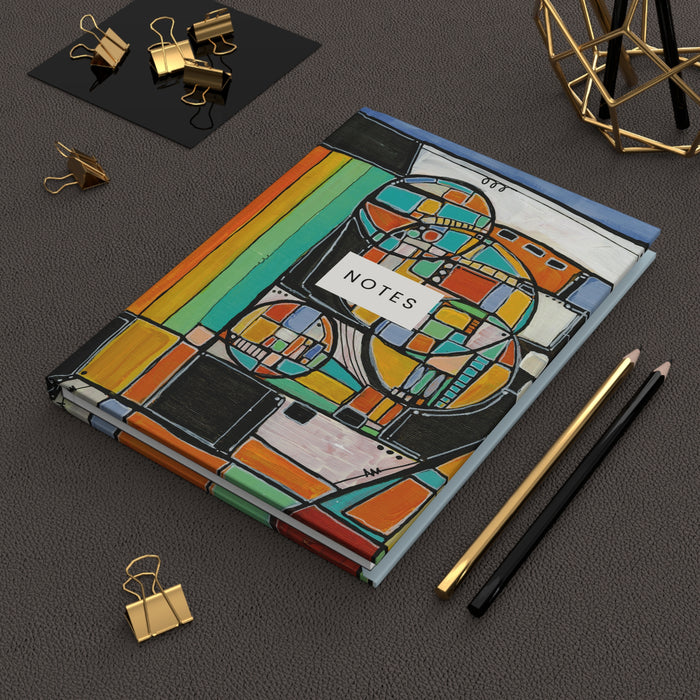 Abstract Geometric Notes Hardcover Journal — Colorful Modern Art Notebook