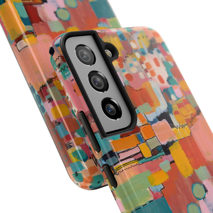 Abstract Color Block Tough Phone Case — Vibrant Geometric Art iPhone Cover
