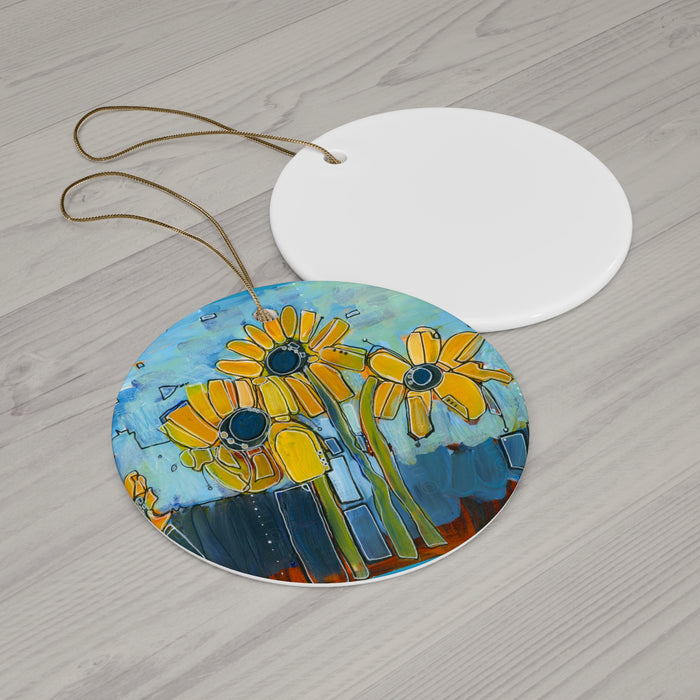 Leah's Sunflowers Ceramic Ornament