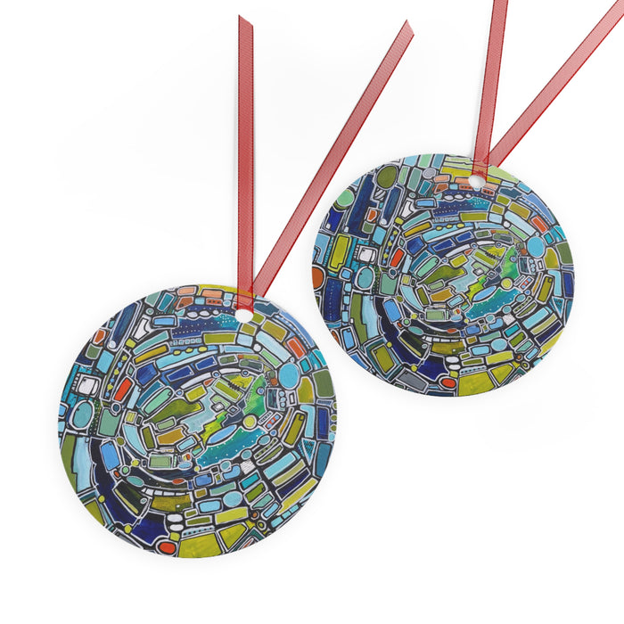 "Green Vortex" Metal Ornament
