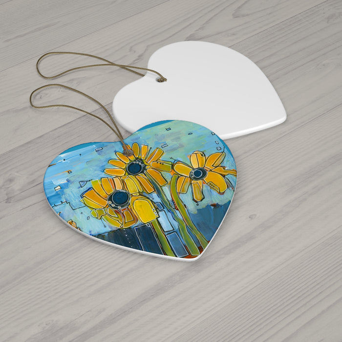 Leah's Sunflowers Ceramic Ornament