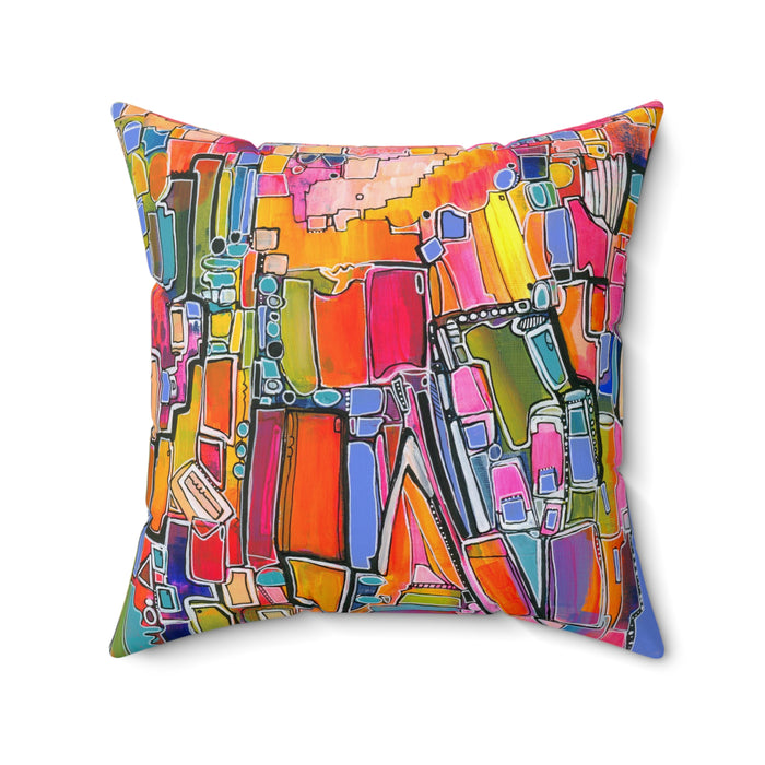 Rainbow Spun Polyester Square Pillow