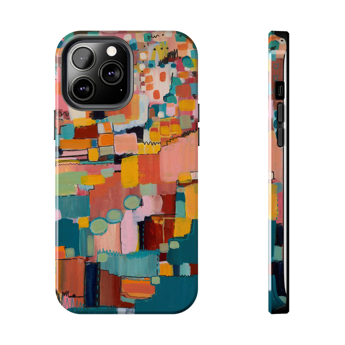 Abstract Color Block Tough Phone Case — Vibrant Geometric Art iPhone Cover