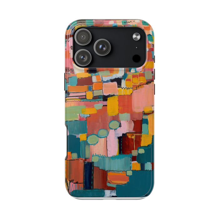 Abstract Color Block Tough Phone Case — Vibrant Geometric Art iPhone Cover