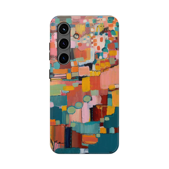 Abstract Color Block Tough Phone Case — Vibrant Geometric Art iPhone Cover