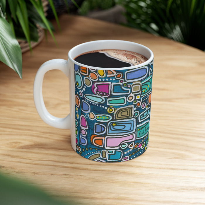 Abstract Color Block Mug — Modern Geometric Ceramic Coffee Cup (11oz/15oz)