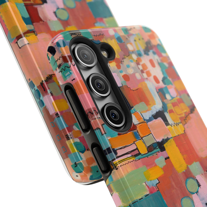 Abstract Color Block Tough Phone Case — Vibrant Geometric Art iPhone Cover
