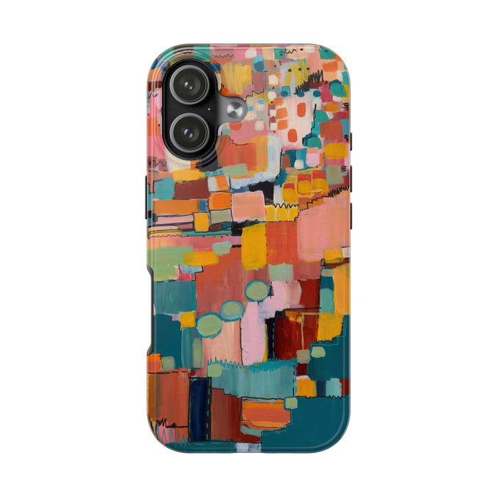 Abstract Color Block Tough Phone Case — Vibrant Geometric Art iPhone Cover