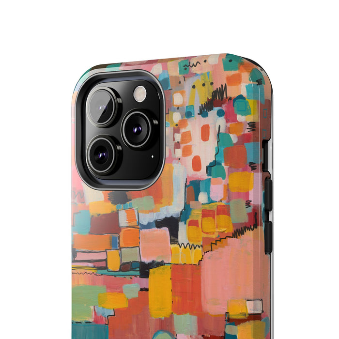 Abstract Color Block Tough Phone Case — Vibrant Geometric Art iPhone Cover