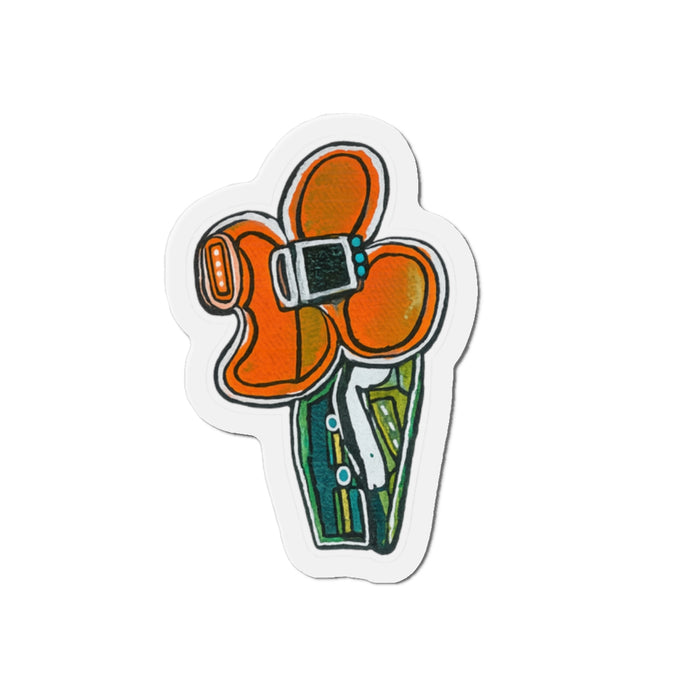 Orange Flower Clip Die-Cut Magnet – Floral Refrigerator Sticker