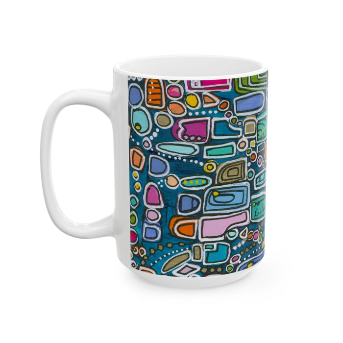 Abstract Color Block Mug — Modern Geometric Ceramic Coffee Cup (11oz/15oz)