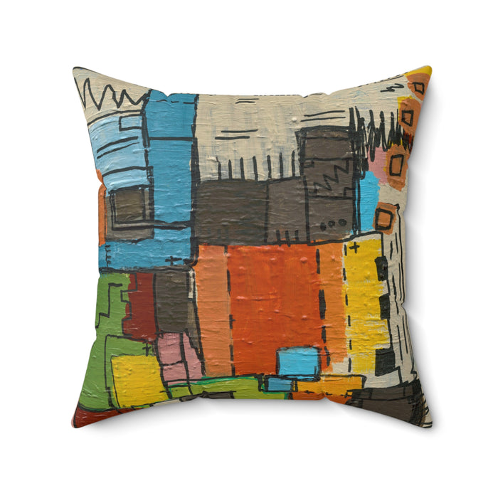 “City Blue Print” Square Pillow