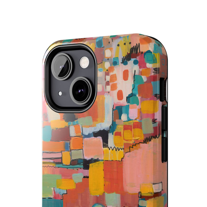 Abstract Color Block Tough Phone Case — Vibrant Geometric Art iPhone Cover