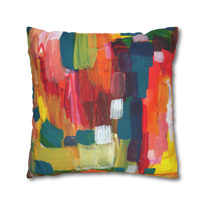 "Over The Rainbow"-Abstract Color Block Pillowcase — Vibrant Modern Decorative Throw Pillow Cover