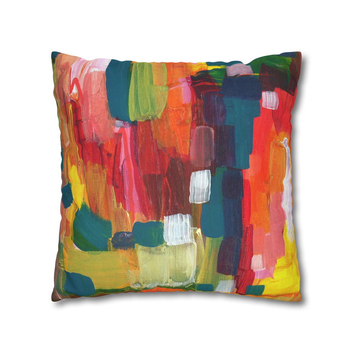 "Over The Rainbow"-Abstract Color Block Pillowcase — Vibrant Modern Decorative Throw Pillow Cover