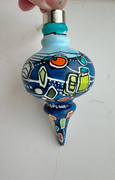 Blue, Teal and Orange Ceramic Ornament