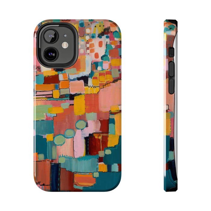 Abstract Color Block Tough Phone Case — Vibrant Geometric Art iPhone Cover