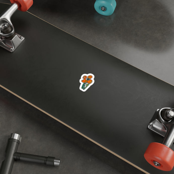Retro Orange Flower Die-Cut Sticker – Vintage Floral Laptop Decal