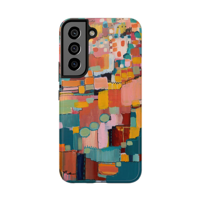 Abstract Color Block Tough Phone Case — Vibrant Geometric Art iPhone Cover