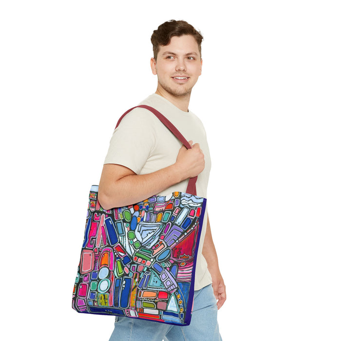 Abstract Colorblock Tote Bag — Vibrant Geometric Art Print