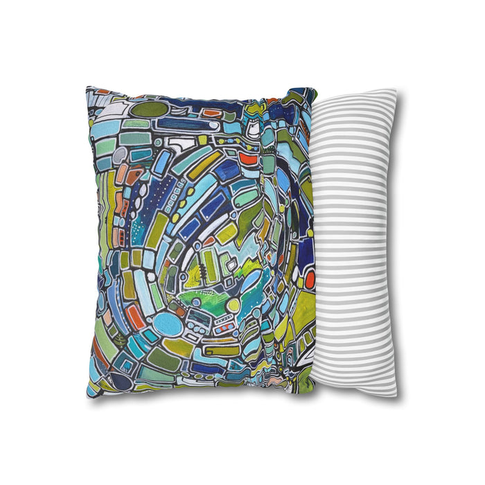 Green Vortex Throw Pillow Cases