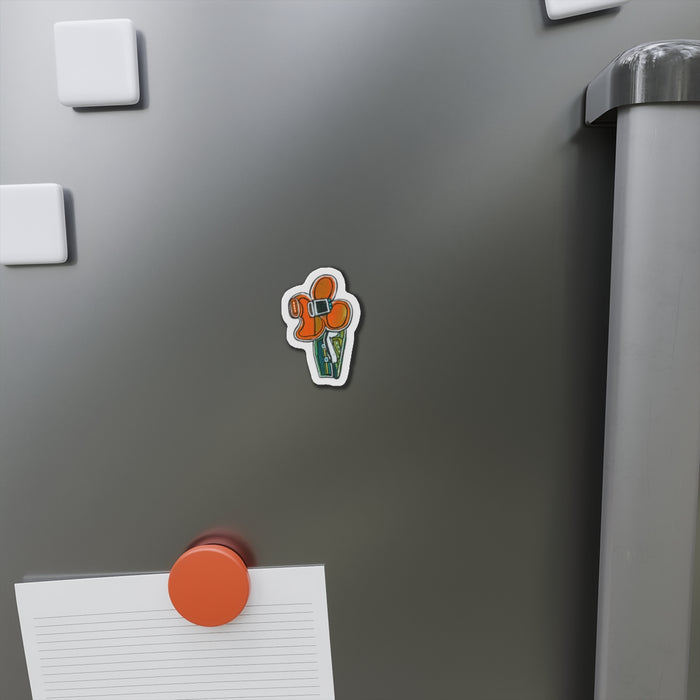 Orange Flower Clip Die-Cut Magnet – Floral Refrigerator Sticker