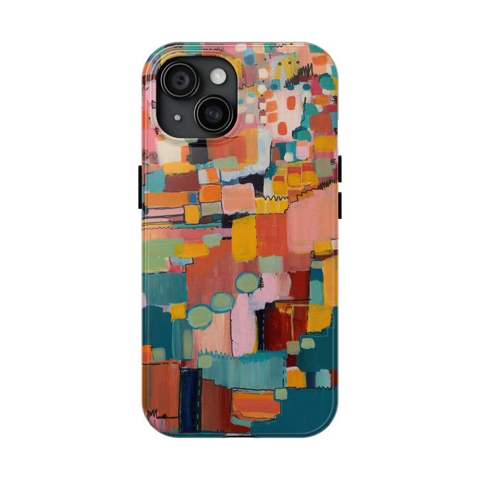 Abstract Color Block Tough Phone Case — Vibrant Geometric Art iPhone Cover