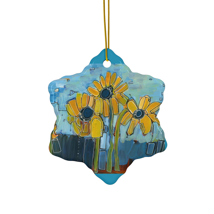 Leah's Sunflowers Ceramic Ornament