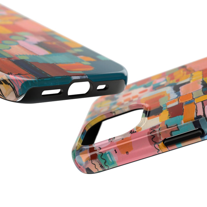 Abstract Color Block Tough Phone Case — Vibrant Geometric Art iPhone Cover