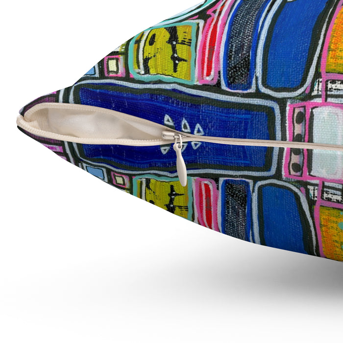Colorful Mosaic Abstract Decorative Pillow - Geometric Art Square Pillow