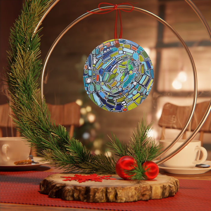 "Green Vortex" Metal Ornament