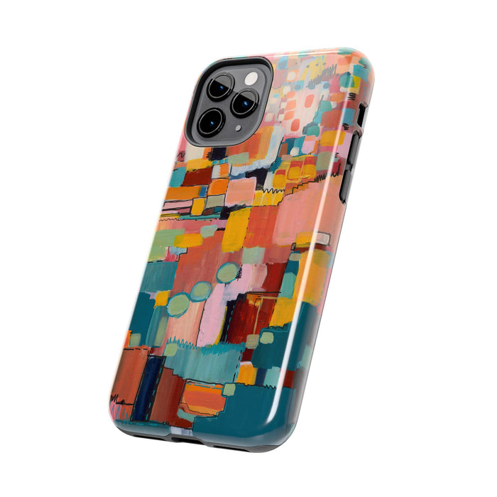Abstract Color Block Tough Phone Case — Vibrant Geometric Art iPhone Cover